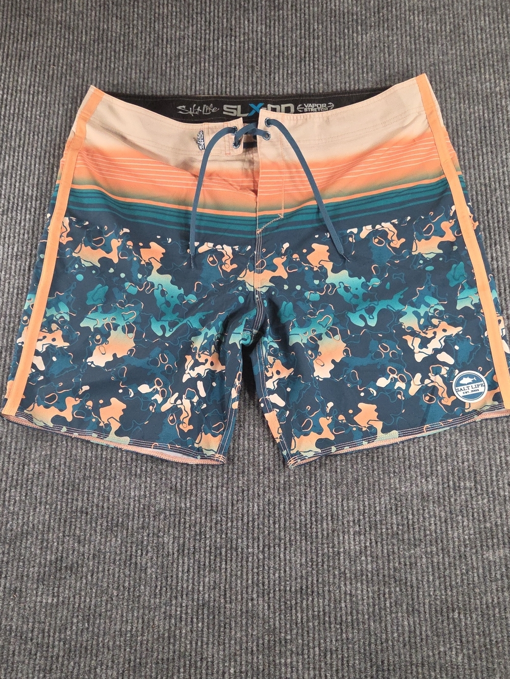 Salt Life Teal & Peach Camouflage Swim Board Shorts